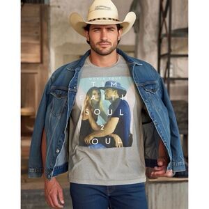 T&F Men’s 2XL Tim McGraw & Faith Hill Soul 2 Soul 2018 World Tour Gray T-shirt